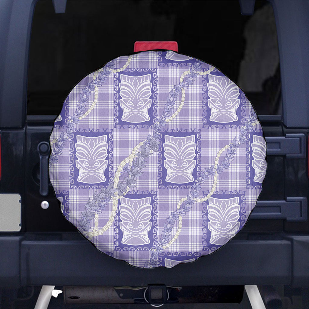 Aloha Hawaii Tiki Palaka Motifs Spare Tire Cover Honohono Lei Purple Elegant Vibes