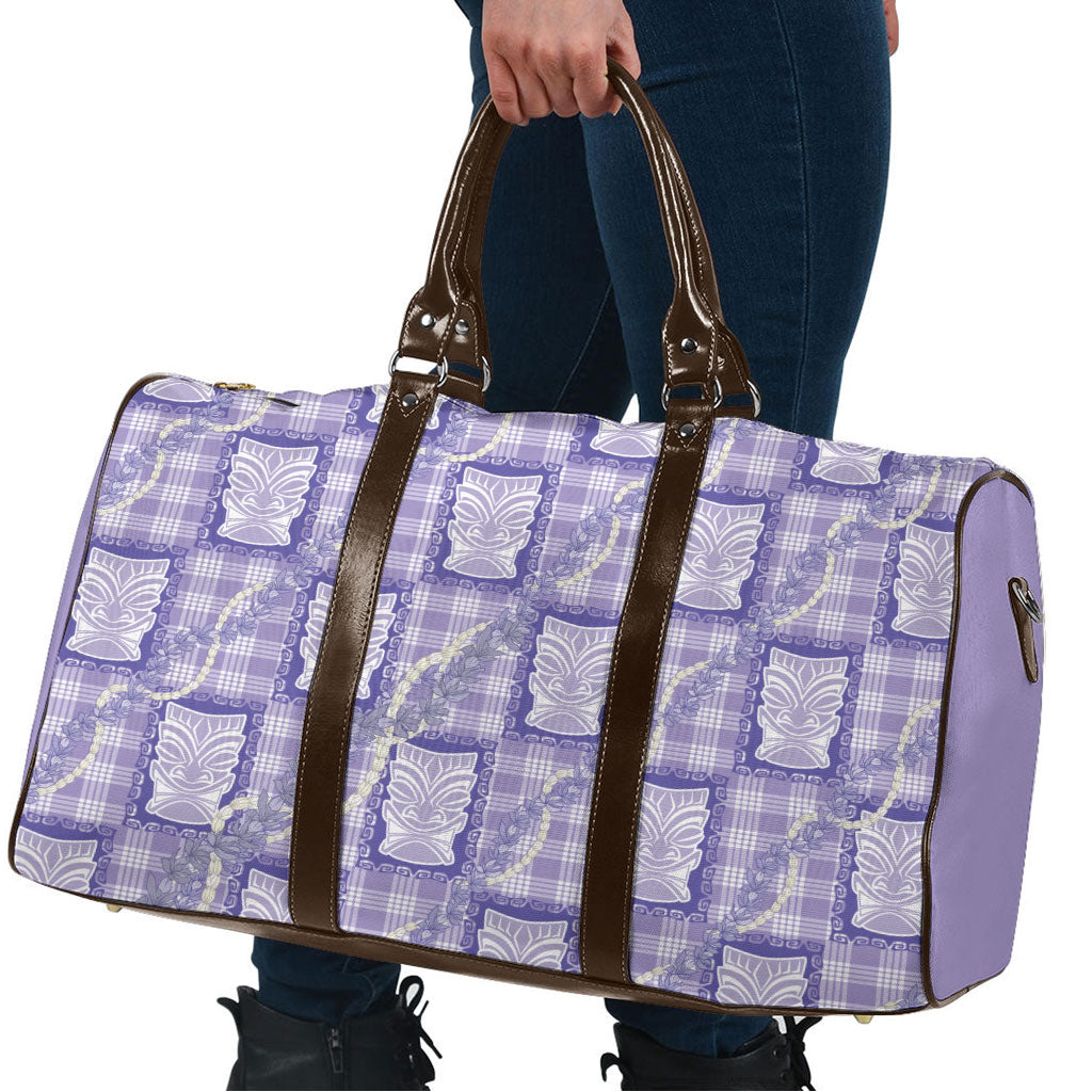 Aloha Hawaii Tiki Palaka Motifs Travel Bag Honohono Lei Purple Elegant Vibes LT14 - Polynesian Pride