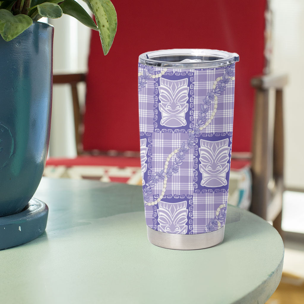 Aloha Hawaii Tiki Palaka Motifs Tumbler Cup Honohono Lei Purple Elegant Vibes LT14 - Polynesian Pride