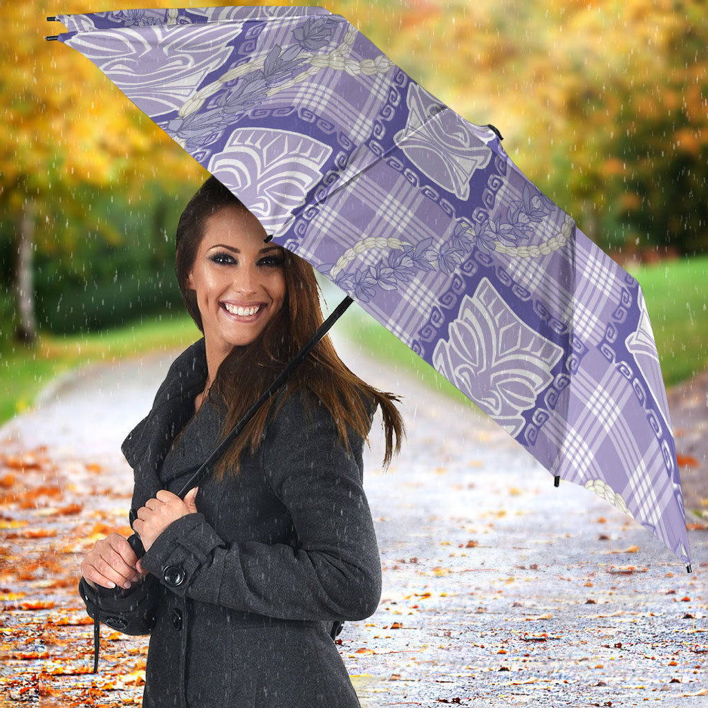 Aloha Hawaii Tiki Palaka Motifs Umbrella Honohono Lei Purple Elegant Vibes LT14 - Polynesian Pride