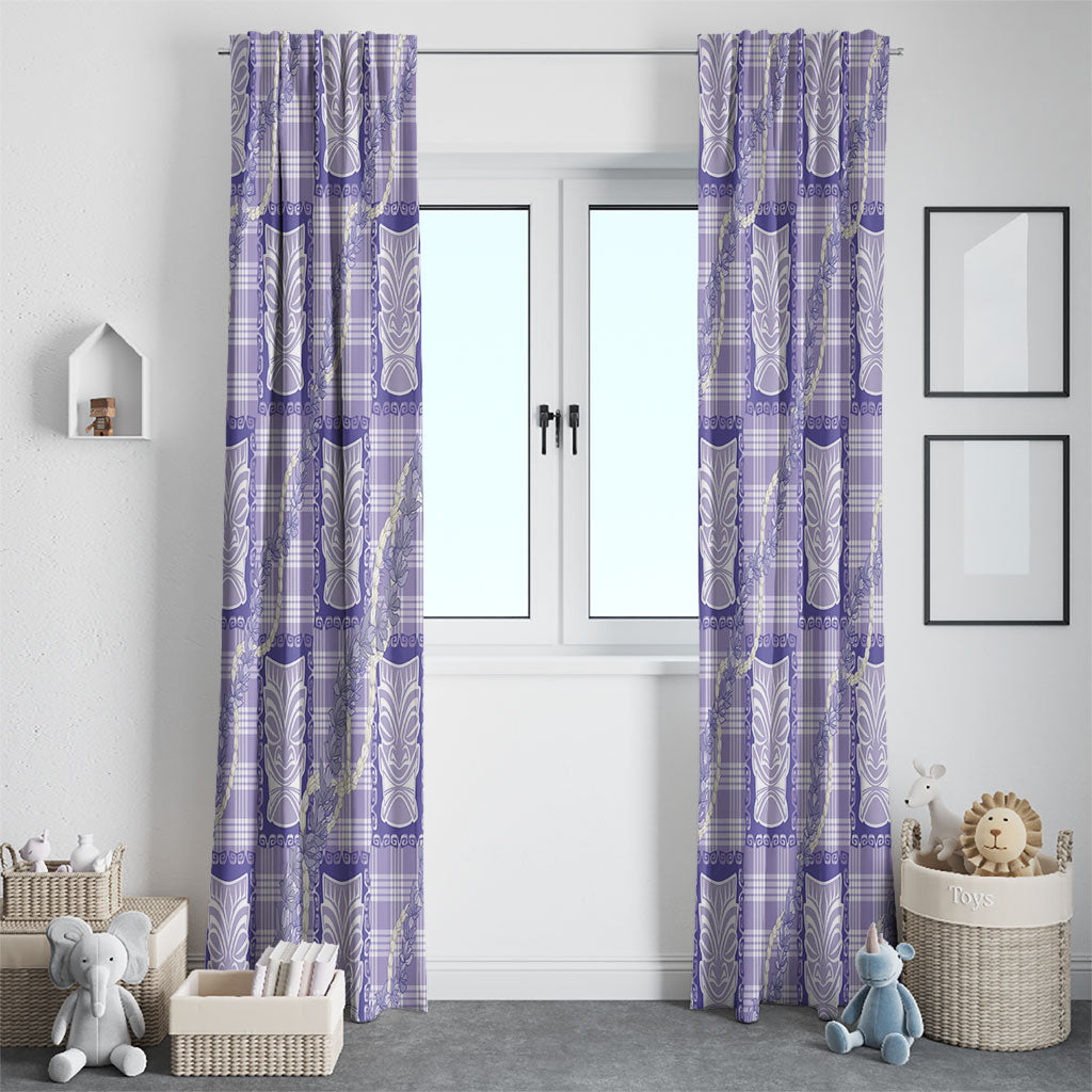 Aloha Hawaii Tiki Palaka Motifs Window Curtain Honohono Lei Purple Elegant Vibes LT14 - Polynesian Pride