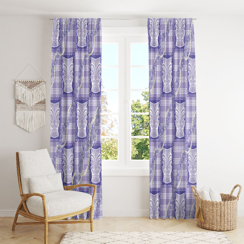 Aloha Hawaii Tiki Palaka Motifs Window Curtain Honohono Lei Purple Elegant Vibes LT14 - Polynesian Pride