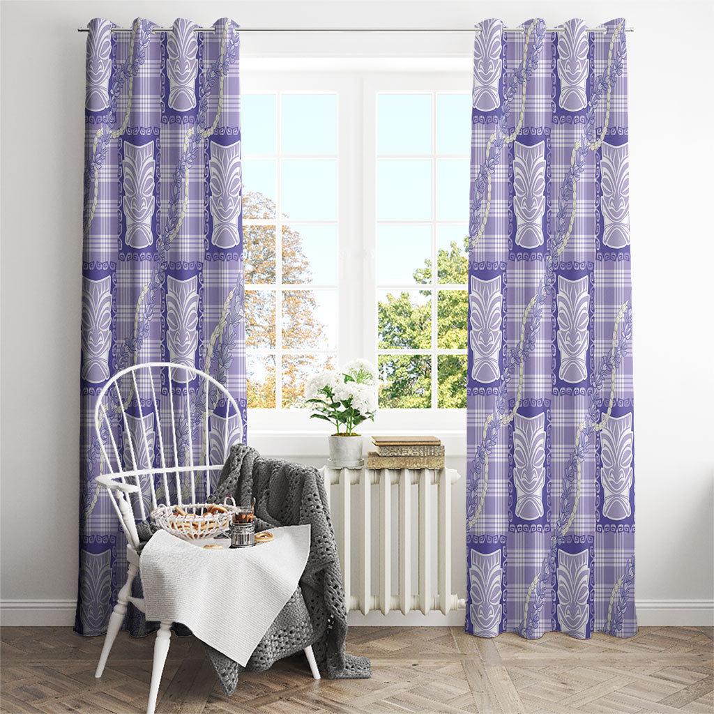 Aloha Hawaii Tiki Palaka Motifs Window Curtain Honohono Lei Purple Elegant Vibes LT14 - Polynesian Pride