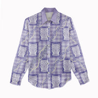 Aloha Hawaii Tiki Palaka Motifs Women Casual Shirt Honohono Lei Purple Elegant Vibes LT14 - Polynesian Pride