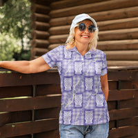 Aloha Hawaii Tiki Palaka Motifs Women Polo Shirt Honohono Lei Purple Elegant Vibes LT14 - Polynesian Pride