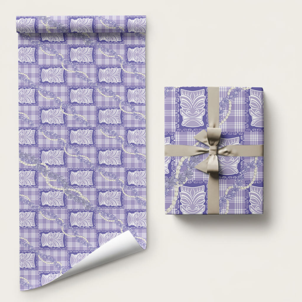 Aloha Hawaii Tiki Palaka Motifs Wrapping Paper Honohono Lei Purple Elegant Vibes LT14 58" × 23" Purple - Polynesian Pride