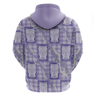 Aloha Hawaii Tiki Palaka Motifs Zip Hoodie Honohono Lei Purple Elegant Vibes LT14 - Polynesian Pride