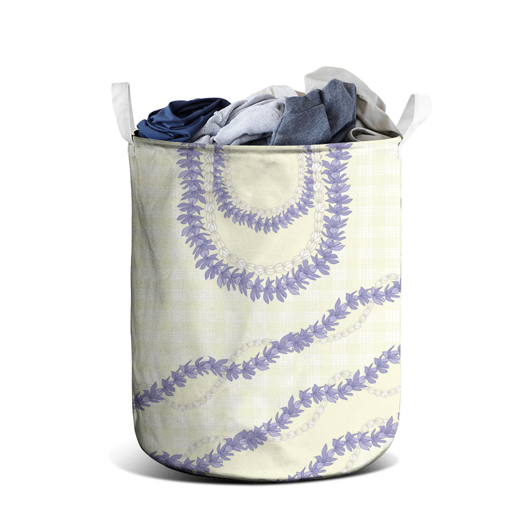 Hawaii Honohono Palaka Motifs Laundry Basket Hawaiian Orchid Lei