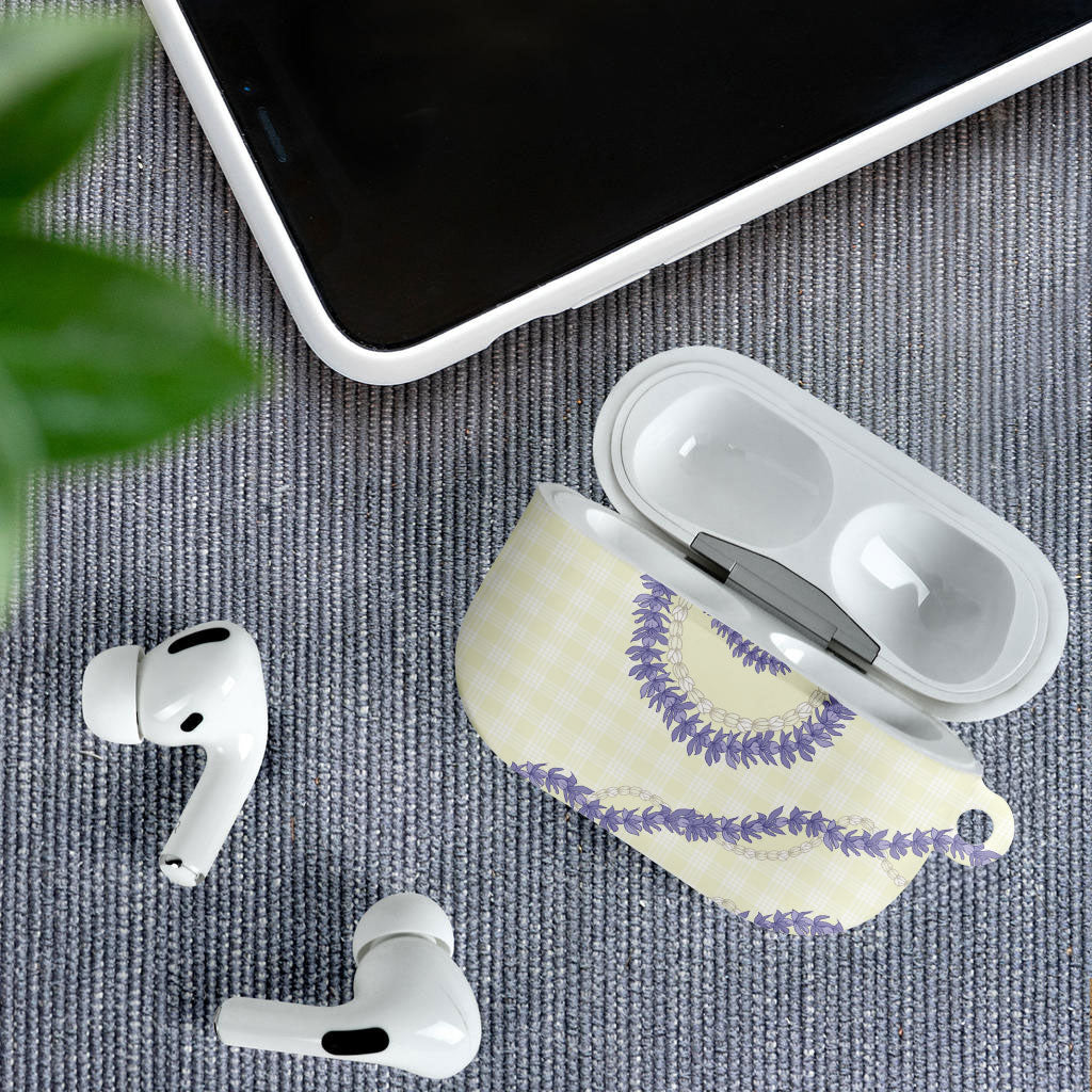 Hawaii Honohono Palaka Motifs AirPods Case Hawaiian Orchid Lei