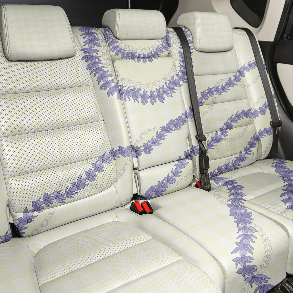 Hawaii Honohono Palaka Motifs Back Car Seat Cover Hawaiian Orchid Lei LT14 - Polynesian Pride