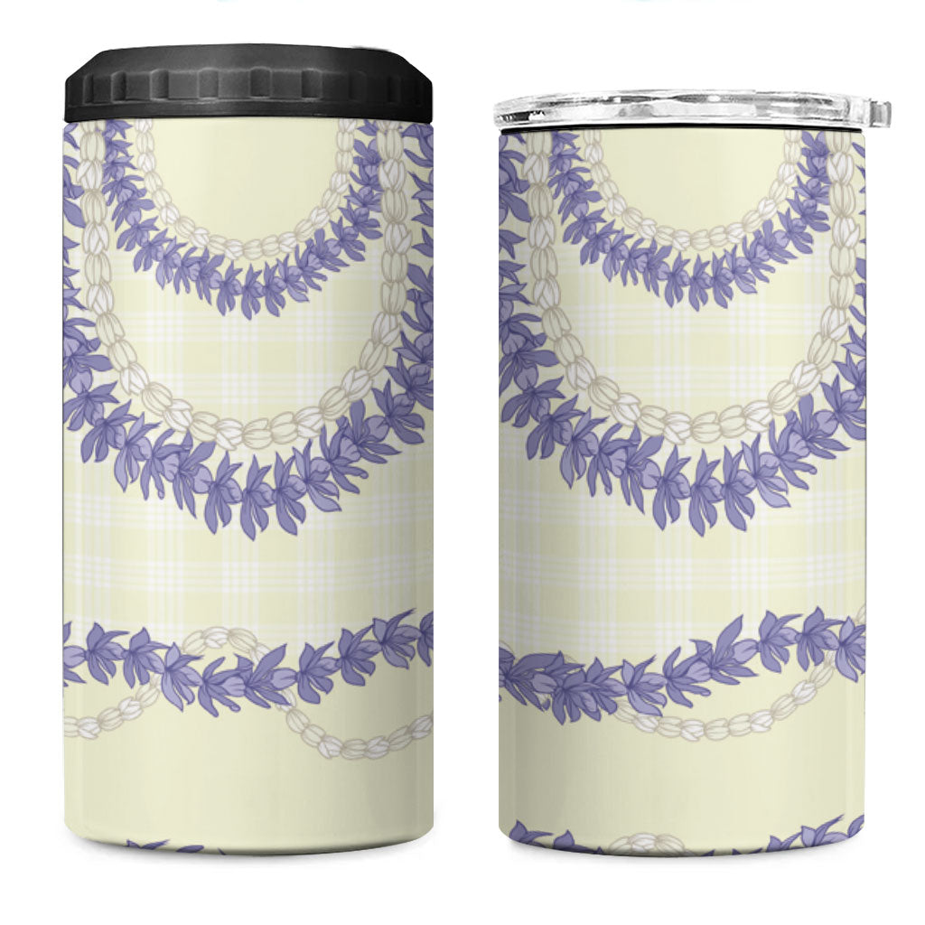 Hawaii Honohono Palaka Motifs 4 in 1 Can Cooler Tumbler Hawaiian Orchid Lei LT14 One Size: 16 oz Cream - Polynesian Pride