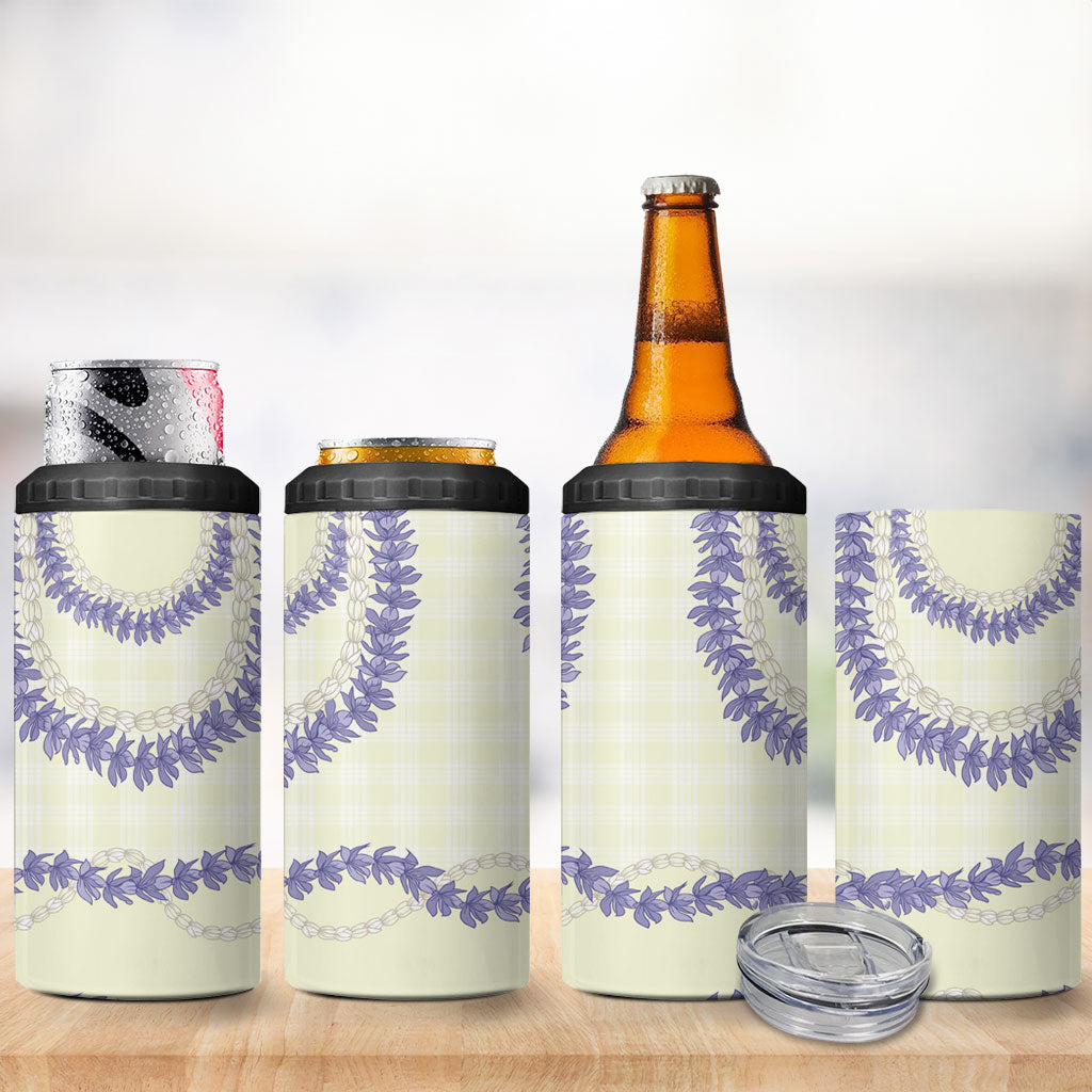Hawaii Honohono Palaka Motifs 4 in 1 Can Cooler Tumbler Hawaiian Orchid Lei LT14 - Polynesian Pride