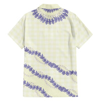 Hawaii Honohono Palaka Motifs Family Matching Off Shoulder Maxi Dress and Hawaiian Shirt Hawaiian Orchid Lei LT14 - Polynesian Pride