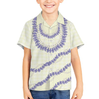 Hawaii Honohono Palaka Motifs Family Matching Puletasi and Hawaiian Shirt Hawaiian Orchid Lei LT14 Son's Shirt Cream - Polynesian Pride