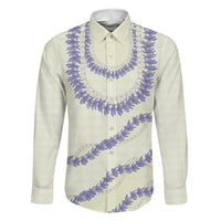 Hawaii Honohono Palaka Motifs Family Matching Summer Maxi Dress and Hawaiian Shirt Hawaiian Orchid Lei LT14 Dad's Shirt - Long Sleeve Cream - Polynesian Pride