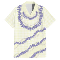 Hawaii Honohono Palaka Motifs Family Matching Tank Maxi Dress and Hawaiian Shirt Hawaiian Orchid Lei LT14 Dad's Shirt - Short Sleeve Cream - Polynesian Pride