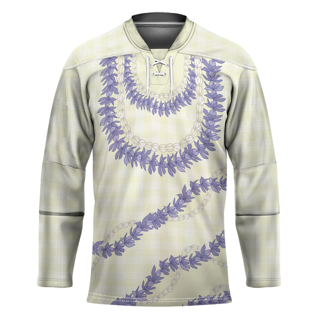 Hawaii Honohono Palaka Motifs Hockey Jersey Hawaiian Orchid Lei LT14 Unisex Cream - Polynesian Pride