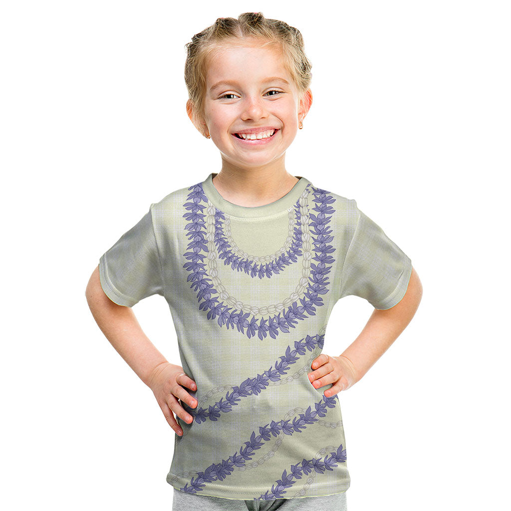Hawaii Honohono Palaka Motifs Kid T Shirt Hawaiian Orchid Lei LT14 Cream - Polynesian Pride