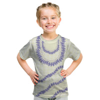 Hawaii Honohono Palaka Motifs Kid T Shirt Hawaiian Orchid Lei LT14 Cream - Polynesian Pride
