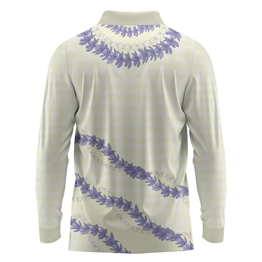 Hawaii Honohono Palaka Motifs Long Sleeve Polo Shirt Hawaiian Orchid Lei LT14 - Polynesian Pride