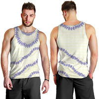 Hawaii Honohono Palaka Motifs Men Tank Top Hawaiian Orchid Lei