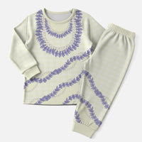 Hawaii Honohono Palaka Motifs Christmas Pajama Set Hawaiian Orchid Lei LT14 Men Cream - Polynesian Pride
