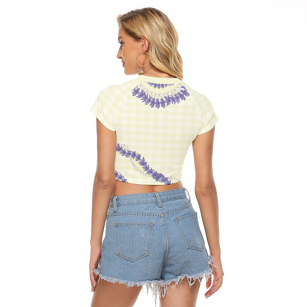 Hawaii Honohono Palaka Motifs Raglan Cropped T Shirt Hawaiian Orchid Lei LT14 - Polynesian Pride