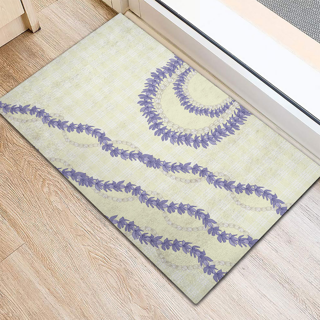 Hawaii Honohono Palaka Motifs Rubber Doormat Hawaiian Orchid Lei