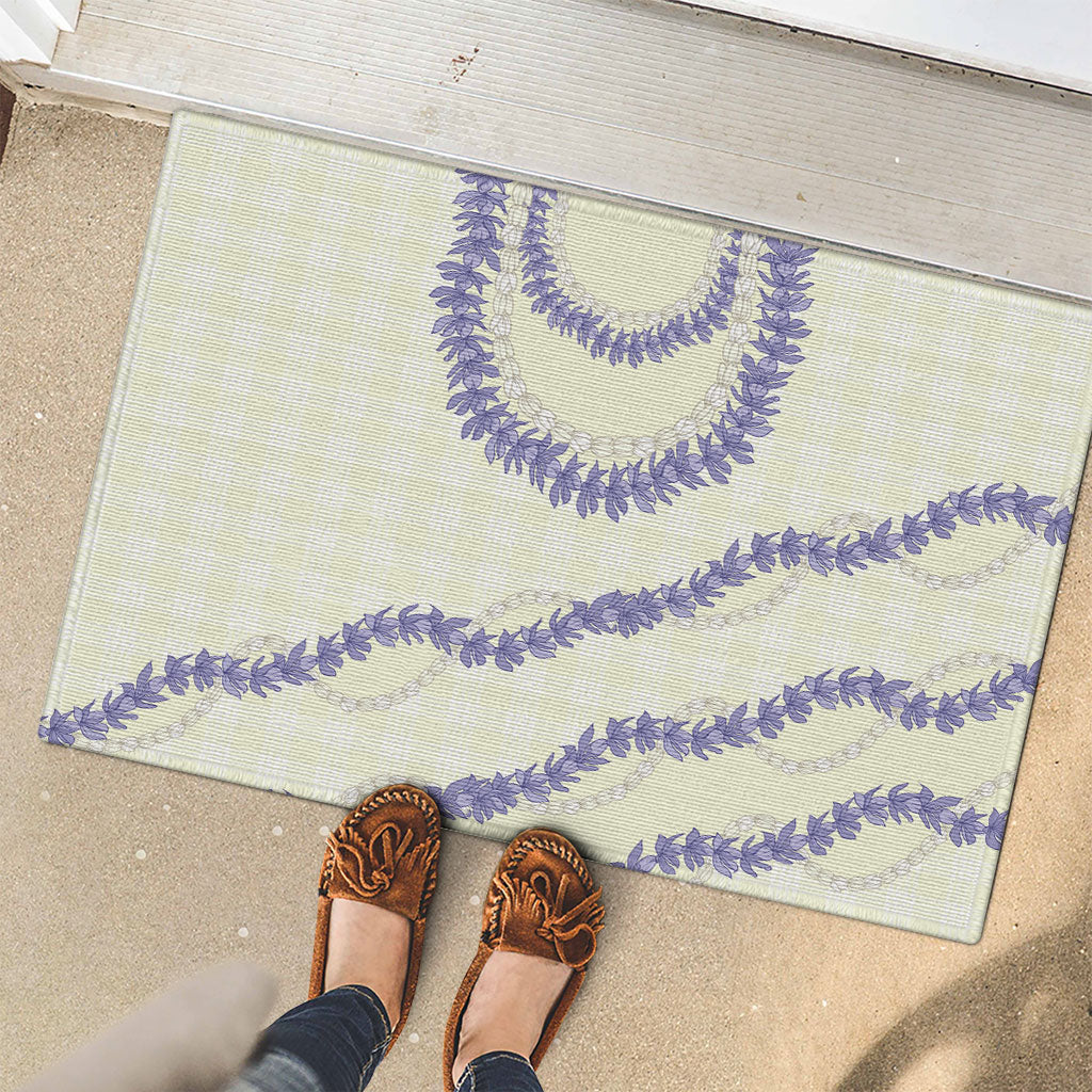 Hawaii Honohono Palaka Motifs Rubber Doormat Hawaiian Orchid Lei