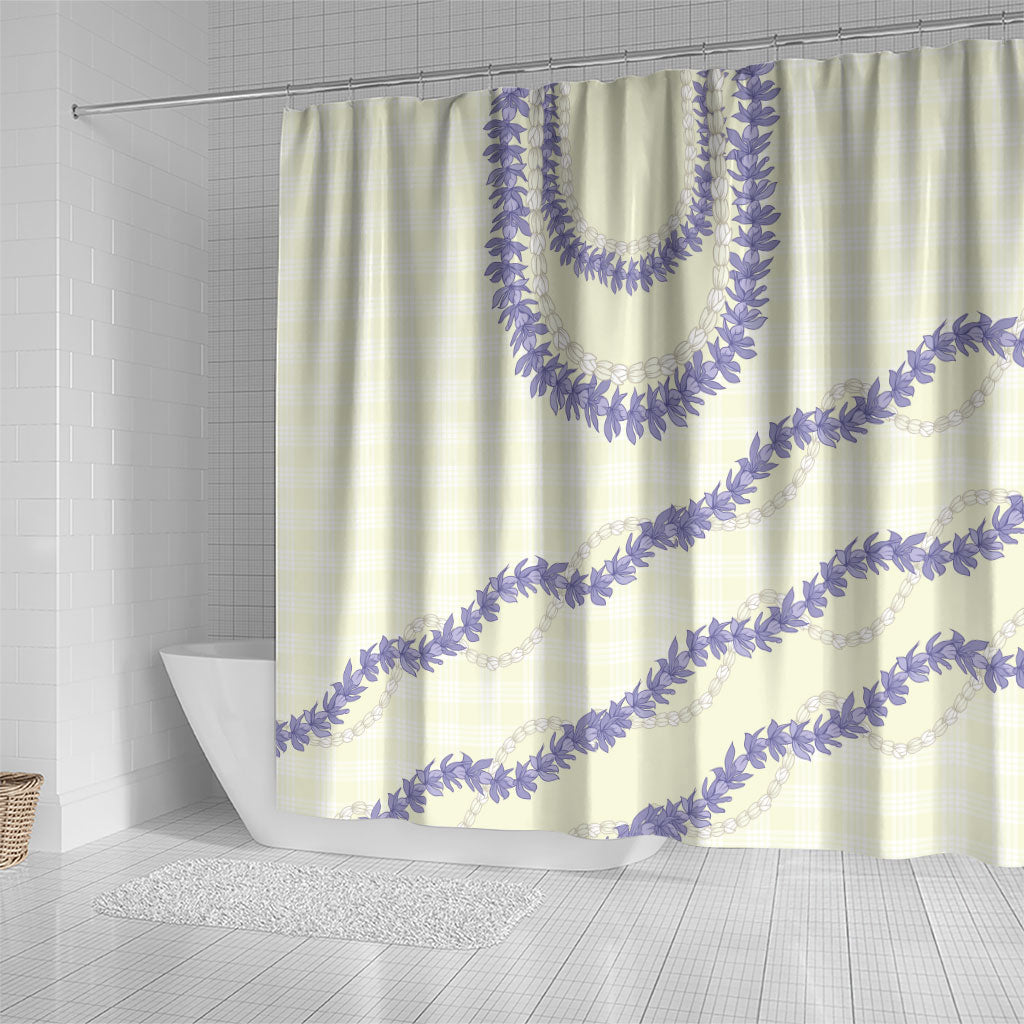 Hawaii Honohono Palaka Motifs Shower Curtain Hawaiian Orchid Lei