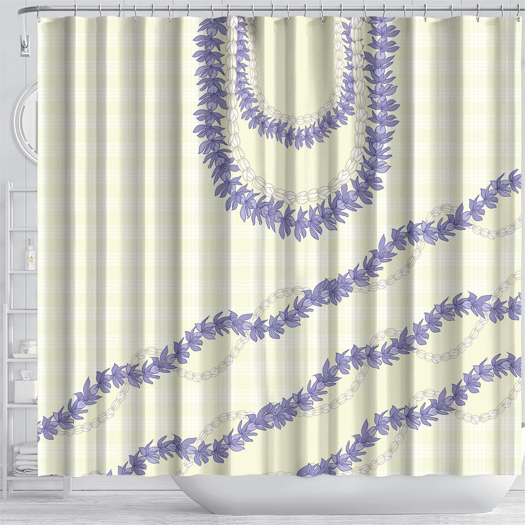 Hawaii Honohono Palaka Motifs Shower Curtain Hawaiian Orchid Lei