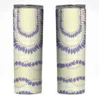 Hawaii Honohono Palaka Motifs Skinny Tumbler Hawaiian Orchid Lei LT14 Cream - Polynesian Pride