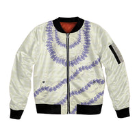 Hawaii Honohono Palaka Motifs Sleeve Zip Bomber Jacket Hawaiian Orchid Lei