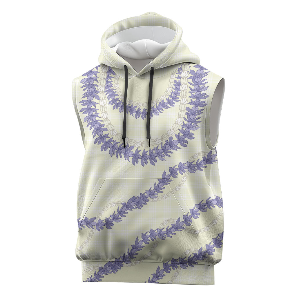 Hawaii Honohono Palaka Motifs Sleeveless Hoodie Hawaiian Orchid Lei LT14 Cream - Polynesian Pride