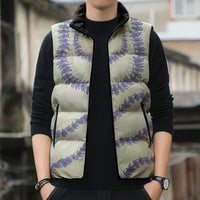 Hawaii Honohono Palaka Motifs Sleeveless Puffer Jacket Hawaiian Orchid Lei