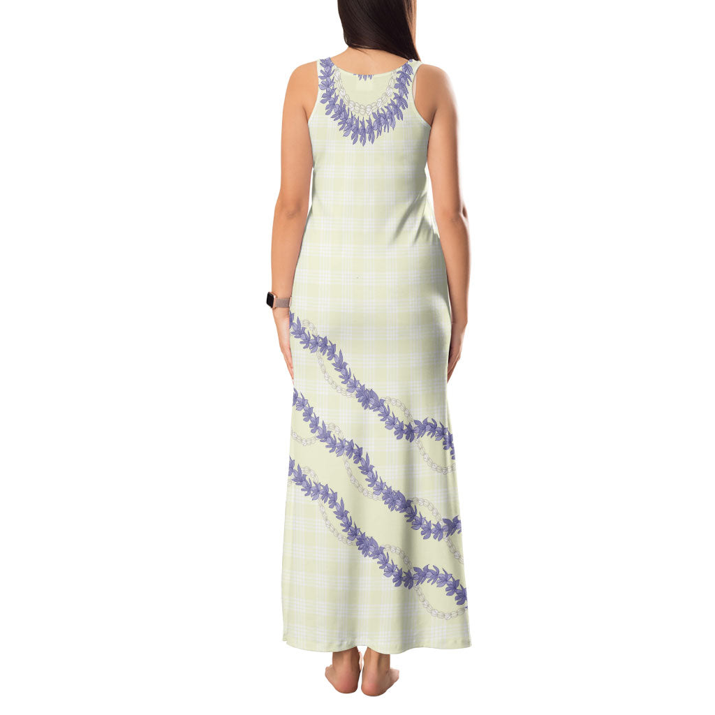 Hawaii Honohono Palaka Motifs Tank Maxi Dress Hawaiian Orchid Lei LT14 - Polynesian Pride