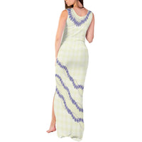 Hawaii Honohono Palaka Motifs Tank Maxi Dress Hawaiian Orchid Lei LT14 - Polynesian Pride