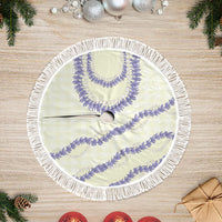 Hawaii Honohono Palaka Motifs Tree Skirt Hawaiian Orchid Lei LT14 Fringed Cream - Polynesian Pride