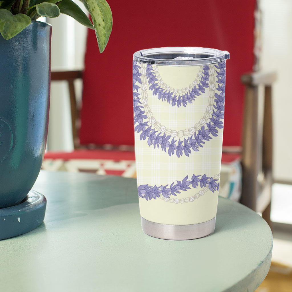 Hawaii Honohono Palaka Motifs Tumbler Cup Hawaiian Orchid Lei LT14 - Polynesian Pride