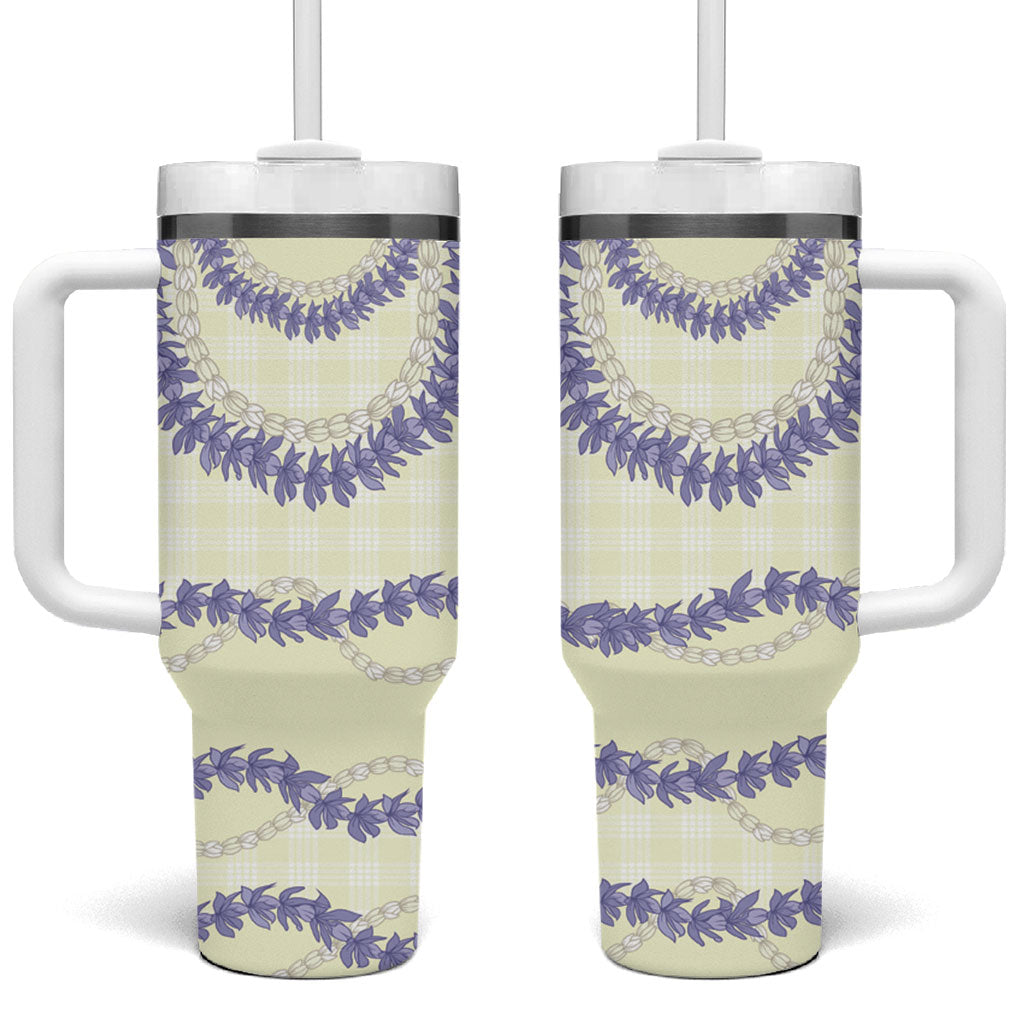 Hawaii Honohono Palaka Motifs Tumbler With Handle Hawaiian Orchid Lei
