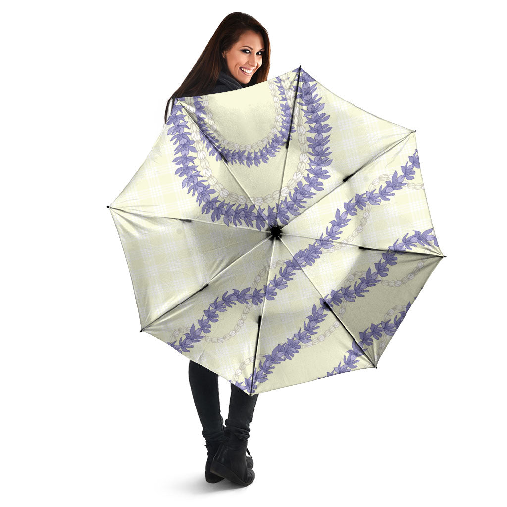 Hawaii Honohono Palaka Motifs Umbrella Hawaiian Orchid Lei