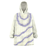 Hawaii Honohono Palaka Motifs Wearable Blanket Hoodie Hawaiian Orchid Lei LT14 One Size Cream - Polynesian Pride