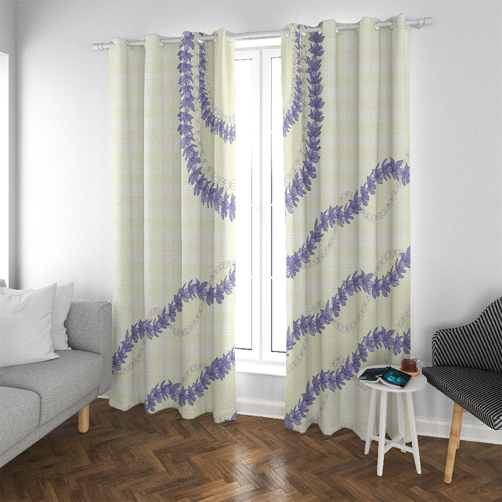 Hawaii Honohono Palaka Motifs Window Curtain Hawaiian Orchid Lei LT14 With Grommets Cream - Polynesian Pride