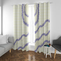 Hawaii Honohono Palaka Motifs Window Curtain Hawaiian Orchid Lei LT14 With Grommets Cream - Polynesian Pride