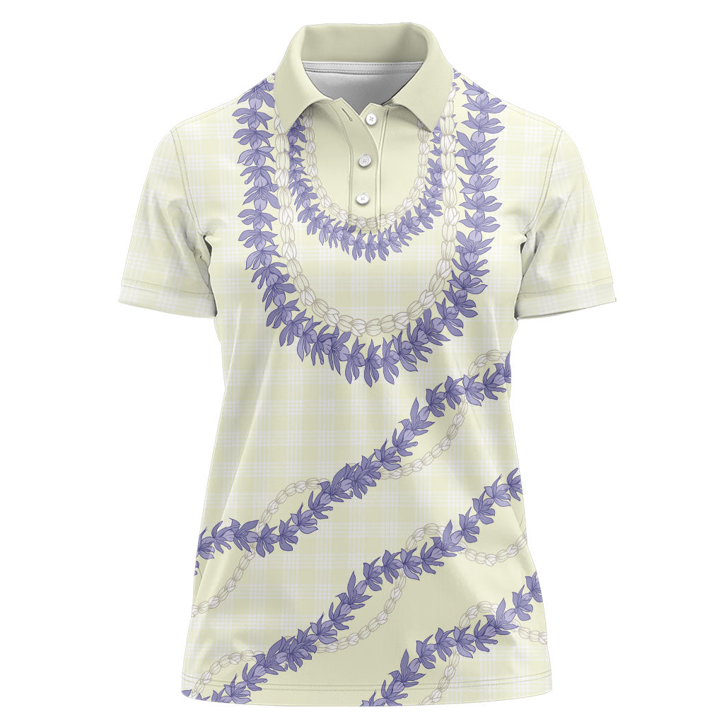 Hawaii Honohono Palaka Motifs Women Polo Shirt Hawaiian Orchid Lei