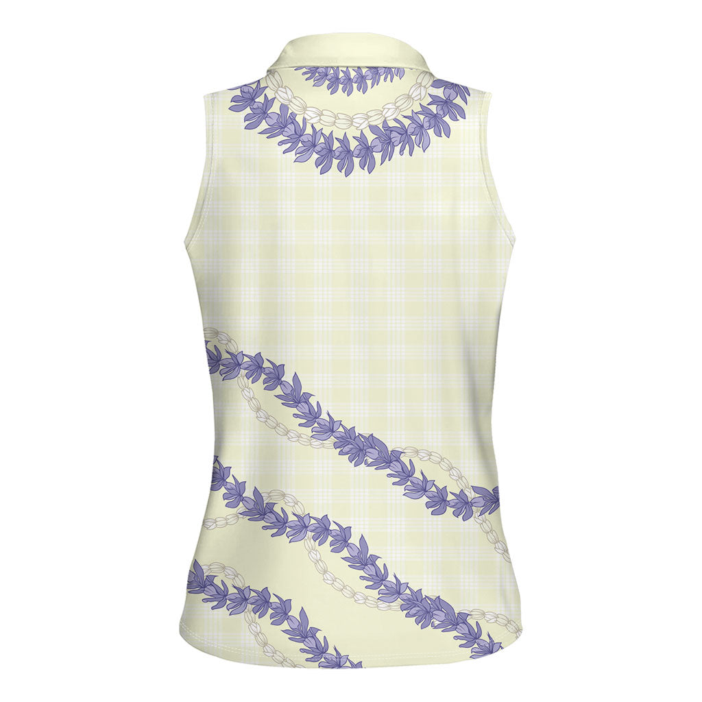Hawaii Honohono Palaka Motifs Women Sleeveless Polo Shirt Hawaiian Orchid Lei LT14 - Polynesian Pride