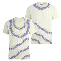 Hawaii Honohono Palaka Motifs Women V-Neck T-Shirt Hawaiian Orchid Lei LT14 - Polynesian Pride