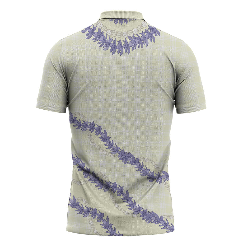 Hawaii Honohono Palaka Motifs Zipper Polo Shirt Hawaiian Orchid Lei LT14 - Polynesian Pride