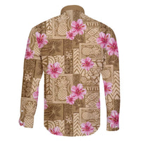 Beige Hawaii Hibiscus With Tropical Flowers Motifs Family Matching Mermaid Dress and Hawaiian Shirt LT14 - Polynesian Pride