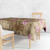 Beige Hawaii Hibiscus With Tropical Flowers Motifs Tablecloth LT14 - Polynesian Pride